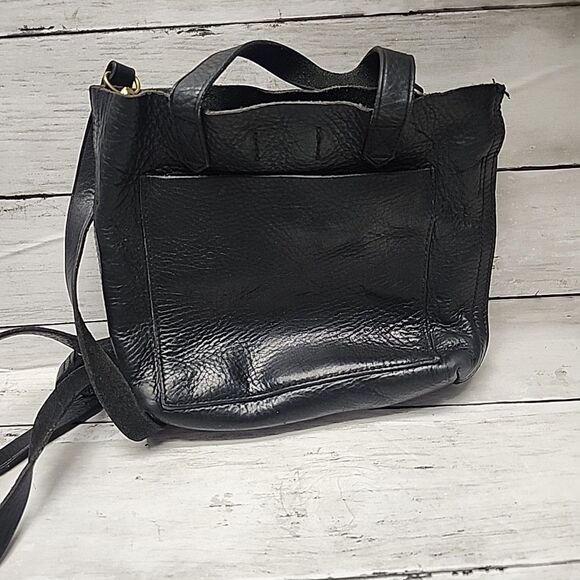 Madewell Transport Black Leather Small Tote Bag Handle and Crossbody Straps - Picture 1 of 10